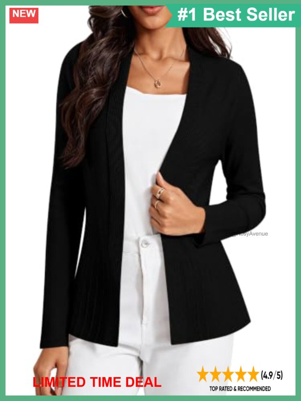Womens Lightweight Open Front Cardigan V Neck Knit Long Sleeve Sweater
